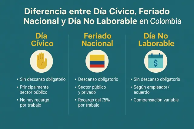 Diferencia entre Día Cívico, Feriado Nacional y Día No Laborable en Colombia