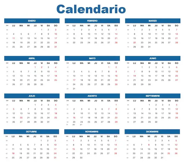Calendario 2024 de Colombia Días festivos 2024